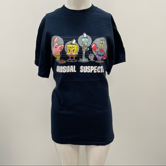 SpongeBob SquarePants & Gang ‘Usual Suspects’ Navy Unisex T-Shirt - Medium - Picture 2 of 9